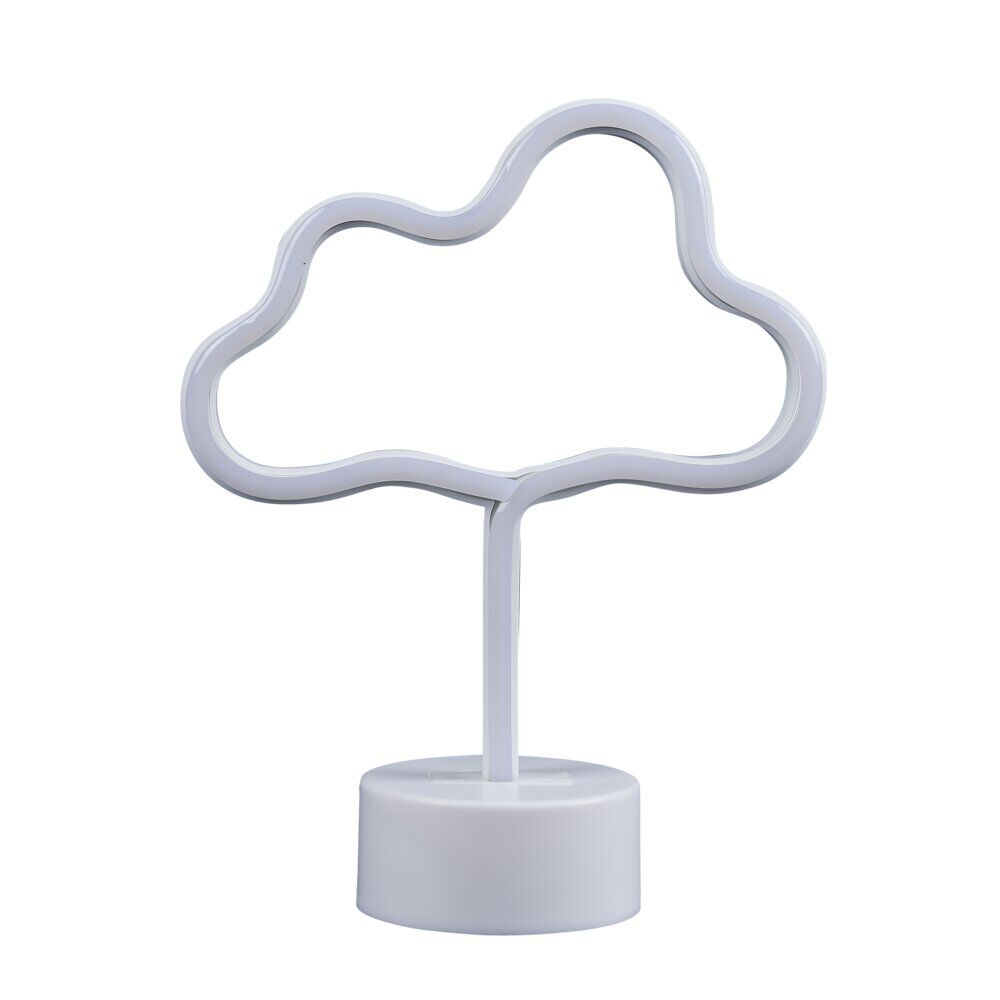 Lampe néon sur base forme nuage PVC 24x19cm jaune