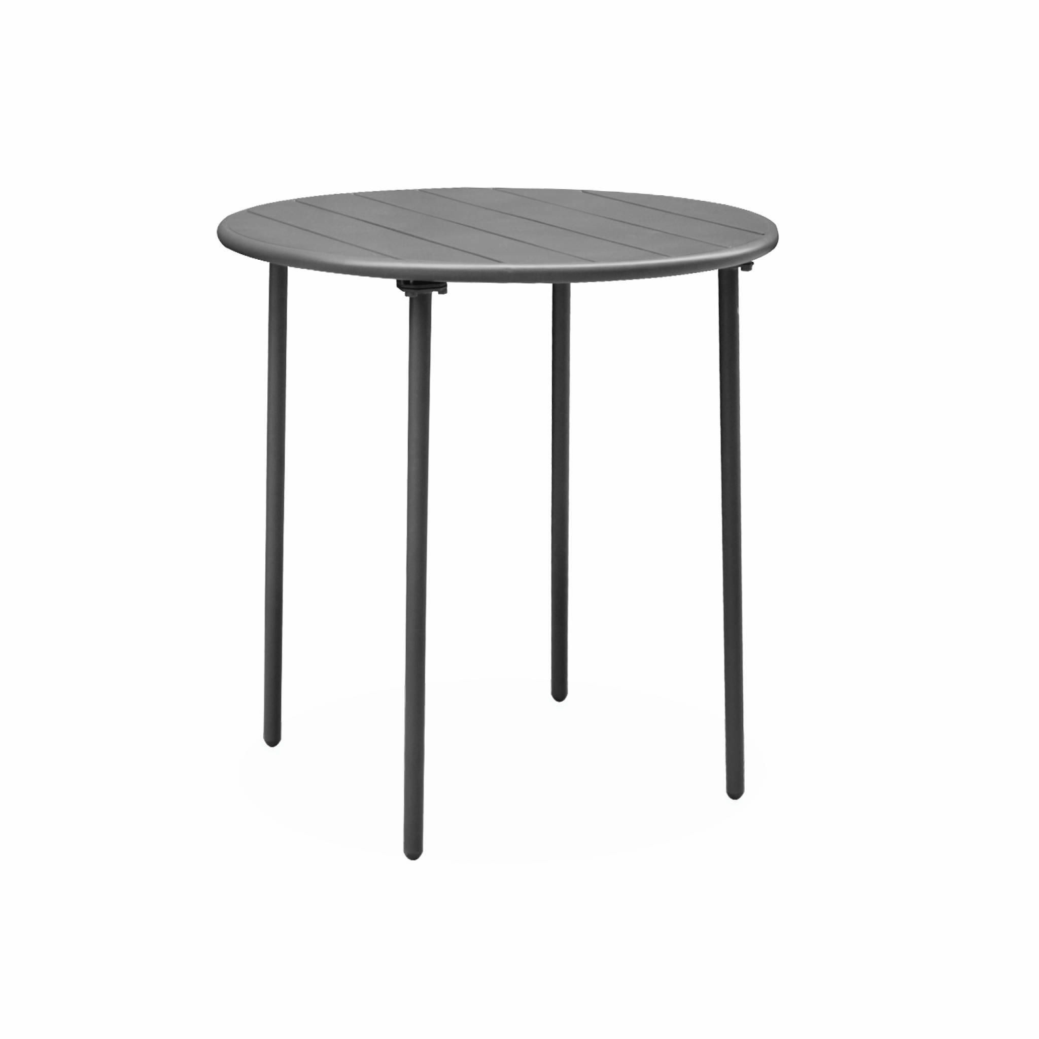 AMÉLIA - Table de jardin ronde en métal anthracite 2 places