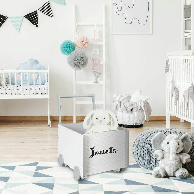 - Bac de rangement chariot pour enfant blanc - jouets