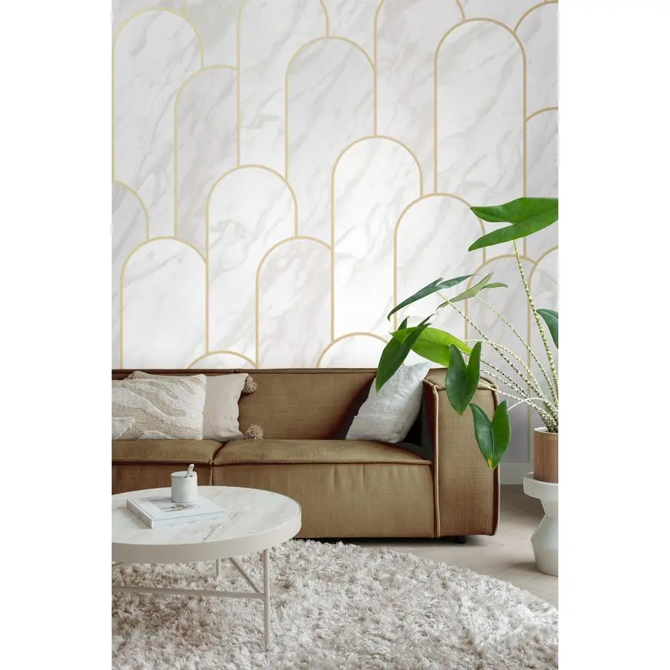 Sanders & Sanders fotobehang art deco bogen grijs - 424 x 280 cm