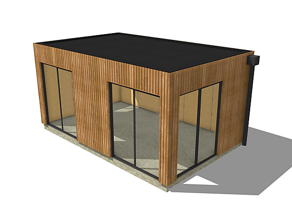Bureau de jardin habitable en bois 5,5 x 3,5 x 2,7 m / menuiseries alu k-line
