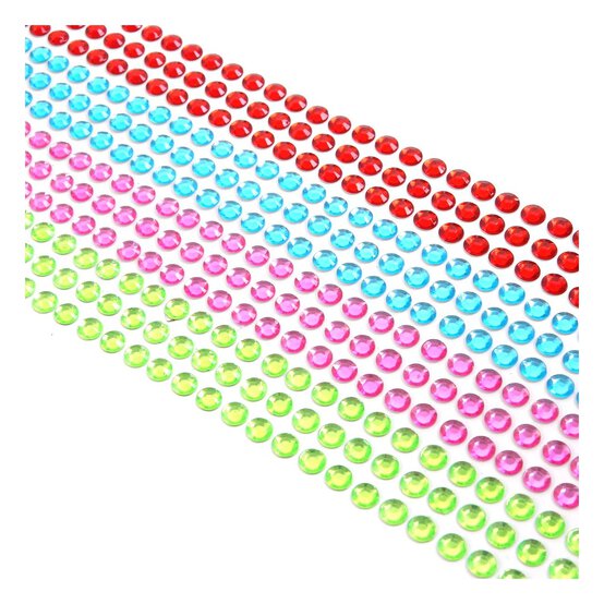 Mixed Neon Adhesive Gems 6mm 504 Pack
