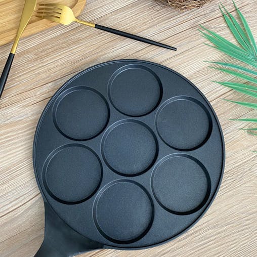 SOGA 2X Cast Iron Takoyaki Fry Pan 7 Hole Grill Mold 23cm