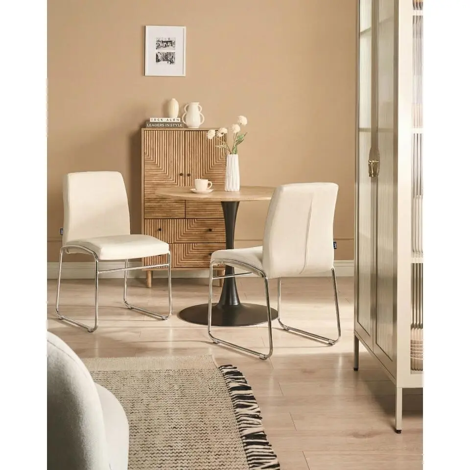 LECCO - Eetkamerstoel set van 2 - Lichtbeige - Stof