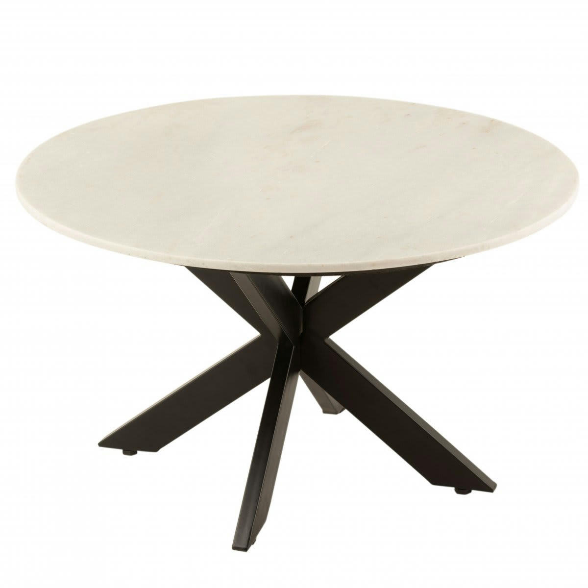 STOCKHOLM - Table basse en marbre blanc pieds en étoile noir