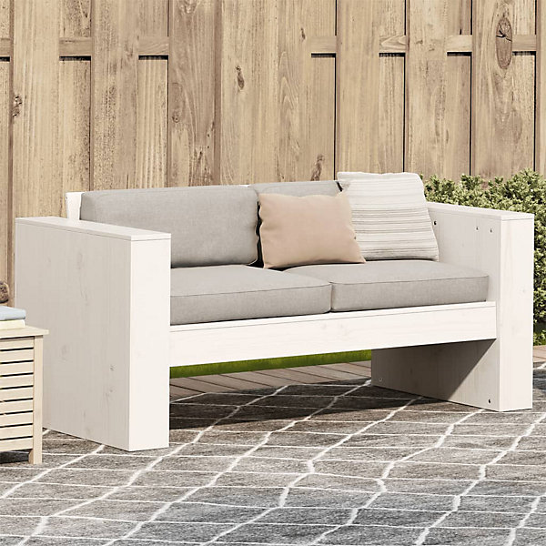 Canapé de jardin 2 places blanc 134x60x62 cm bois de pin massif vidaXL