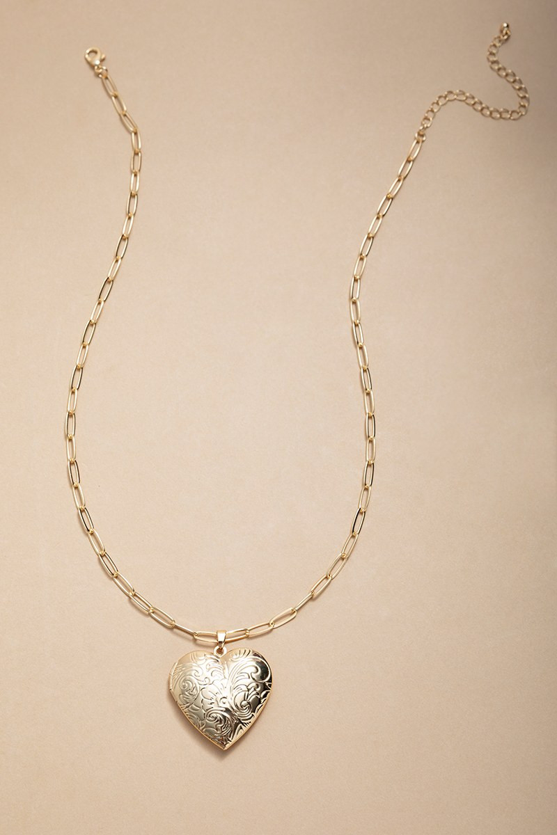 Nina Gold Heart Locket Necklace