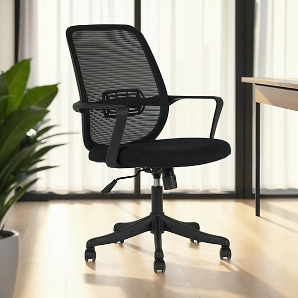 Chaise de bureau ergonomique MOLLIS réglable en tissu mesh - Noir