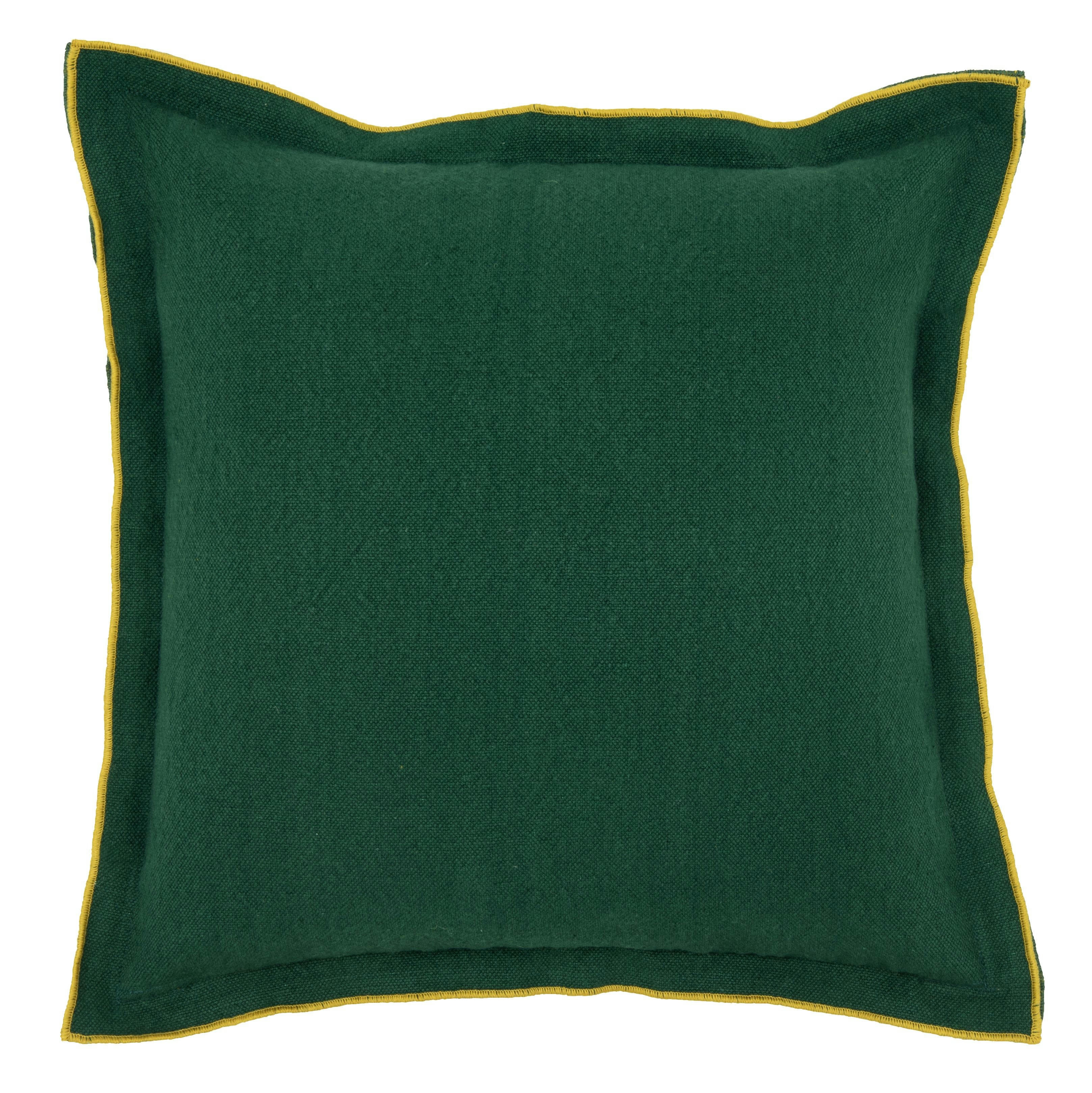 DAISEI - Housse de coussin bicolore en coton et lin verts et jaunes 40x40