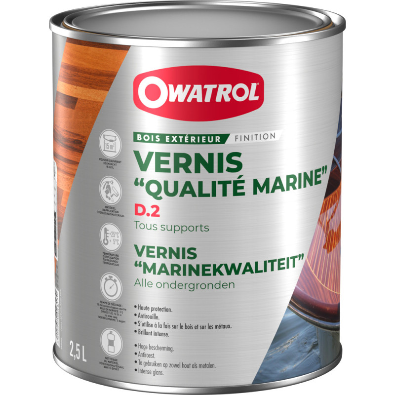 Vernis pour bois Marine D2 incolore 2,5 L OWATROL