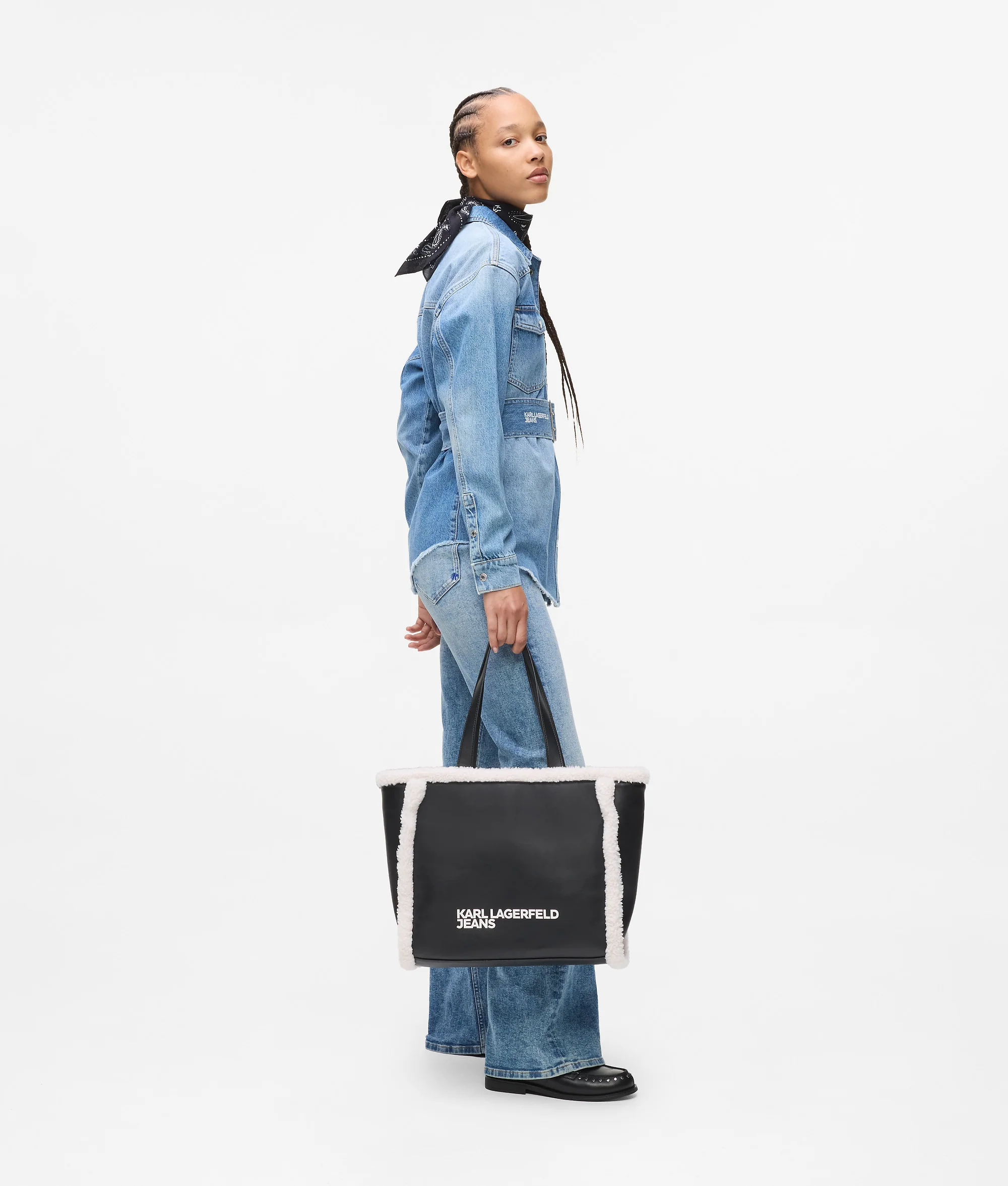 Sac cabas en faux-shearling