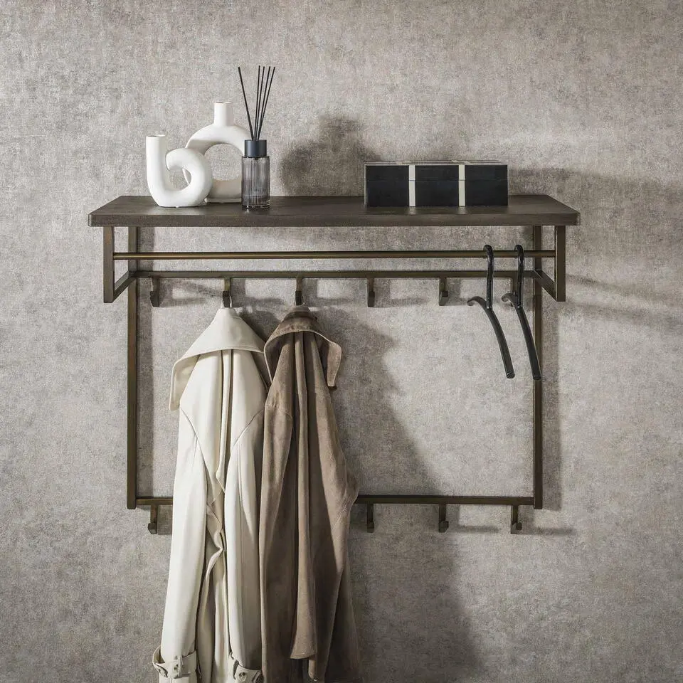 Kapstok - Brons Antiek - 12 Haken - 100x33x80cm - Ferro