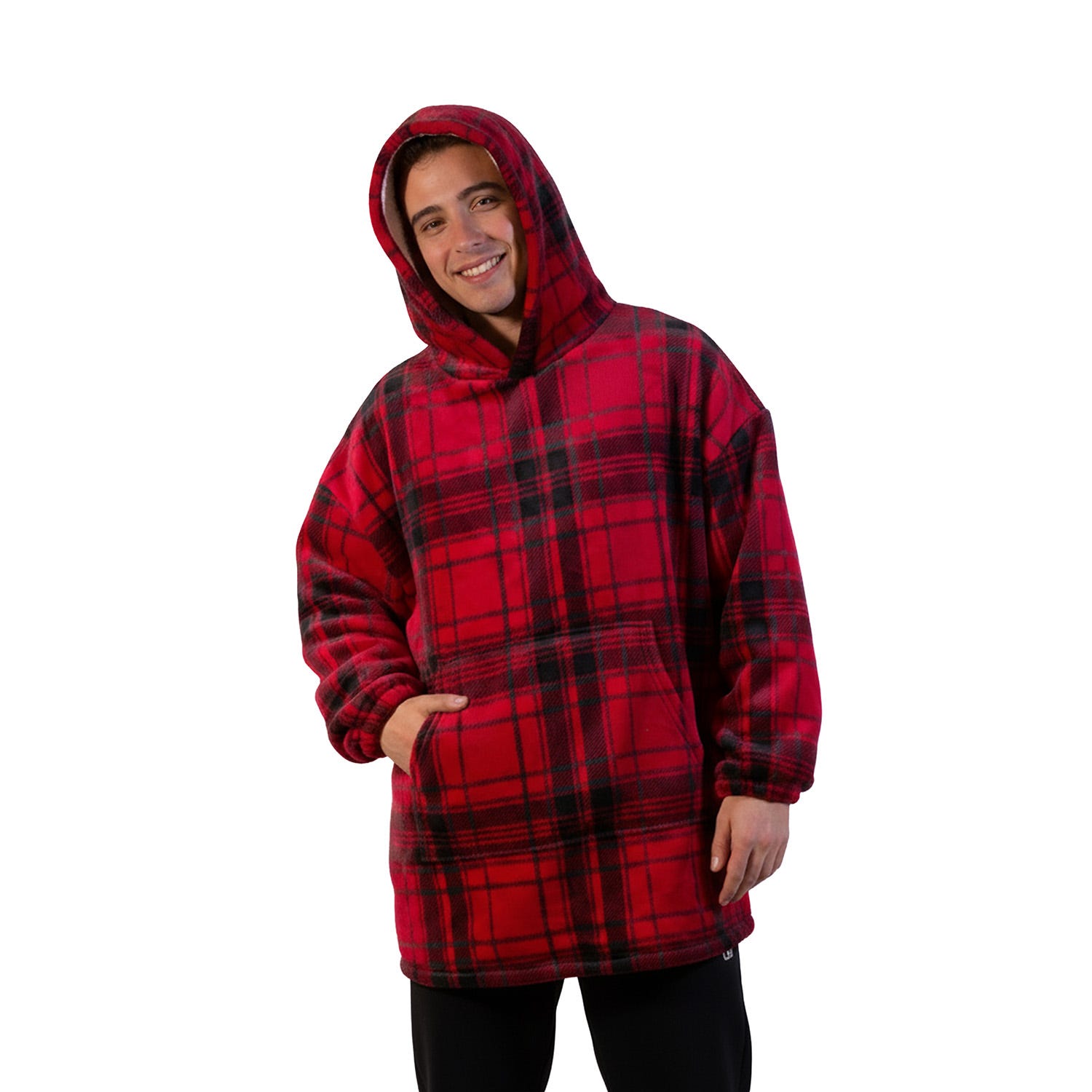 Felpa con cappuccio tartan rosso Flannel