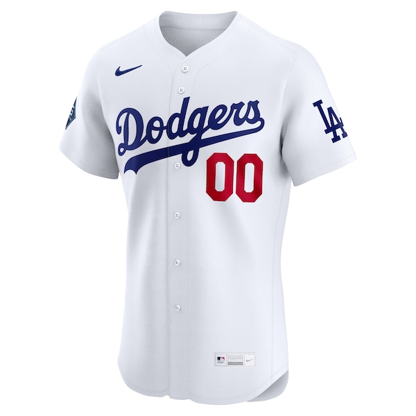 Los Angeles Dodgers Nike Home Elite Sponsor Patch Custom Jersey - White