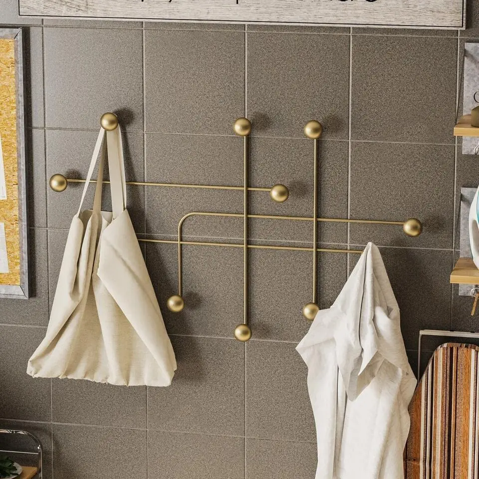 CALICOSY - Kapstok SAMARA - Goudkleurig - 64x107x10 cm