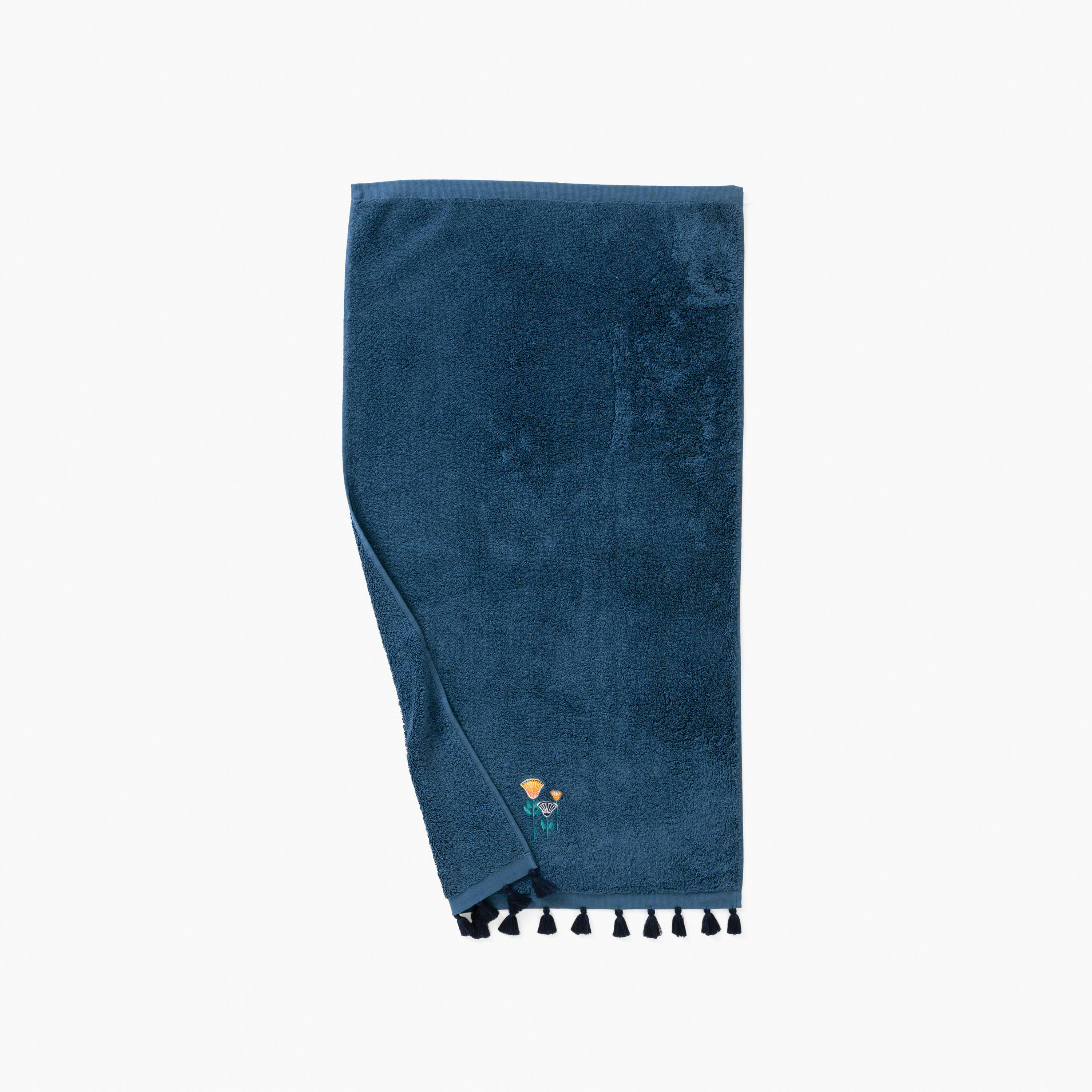 PAPYRUS - Serviette de toilette coton d'Egypte bouclette brodé bleu 50 x 90 cm