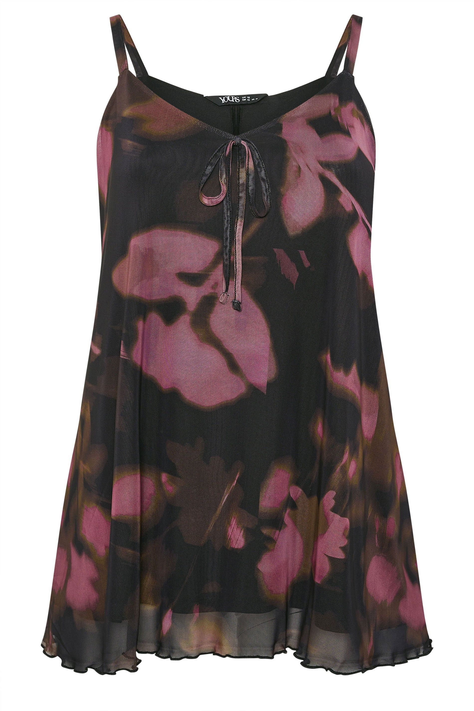 Yours Blurred Abstract Mesh Vest Top