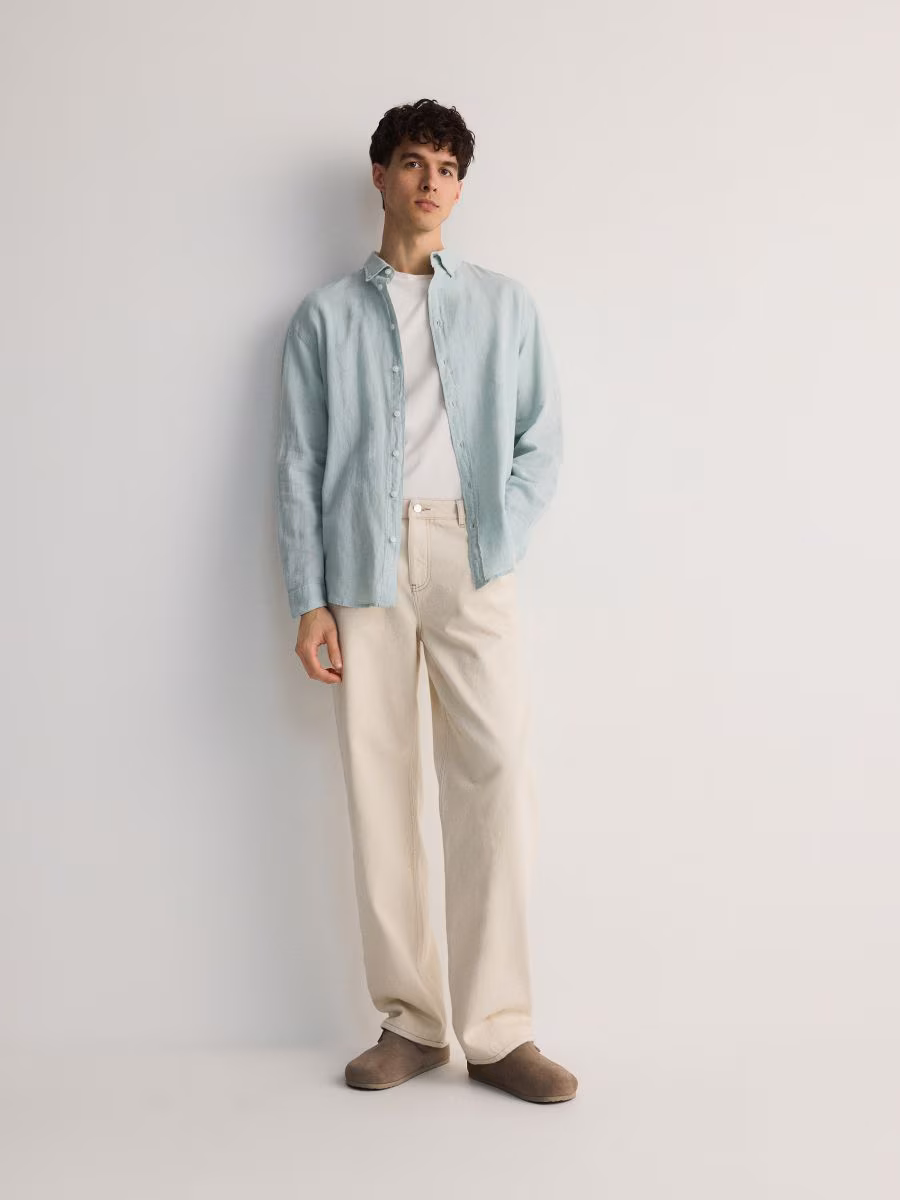Regular Fit Linen Rich Shirt