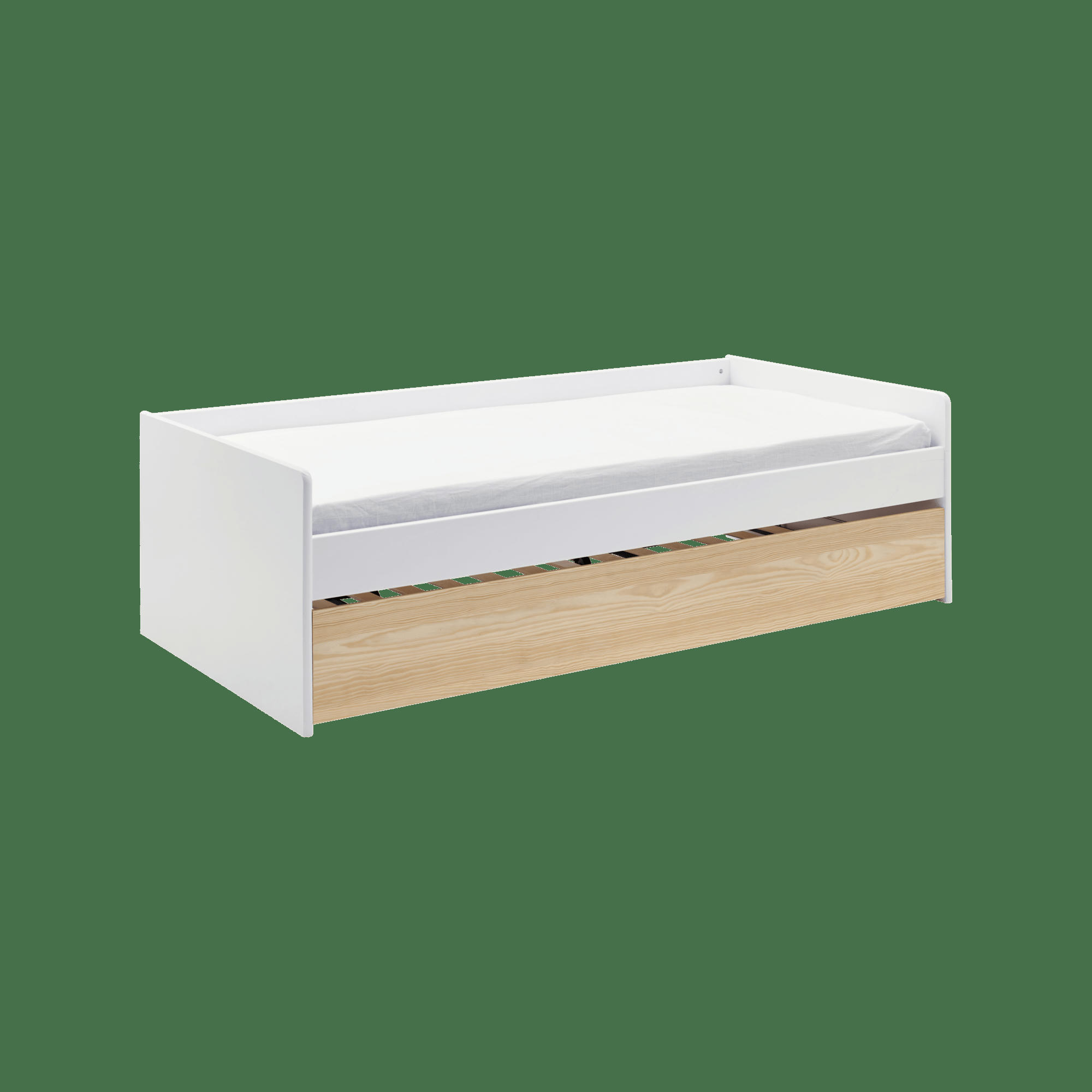 SANDRO - Lit banquette gigogne en bois 90 x 190 cm blanc/bois