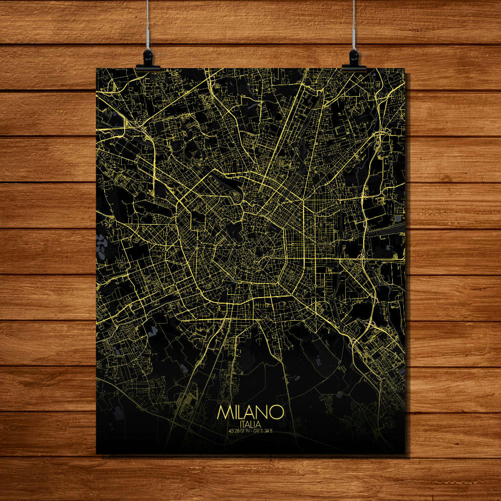 - Affiche Milan Carte Nuit 40x50
