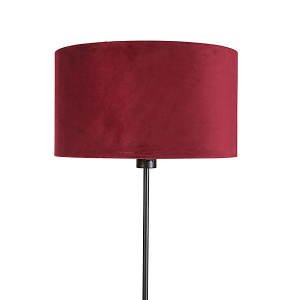 Lampadaire noir avec abat-jour en velours rouge et or 35 cm - Parte