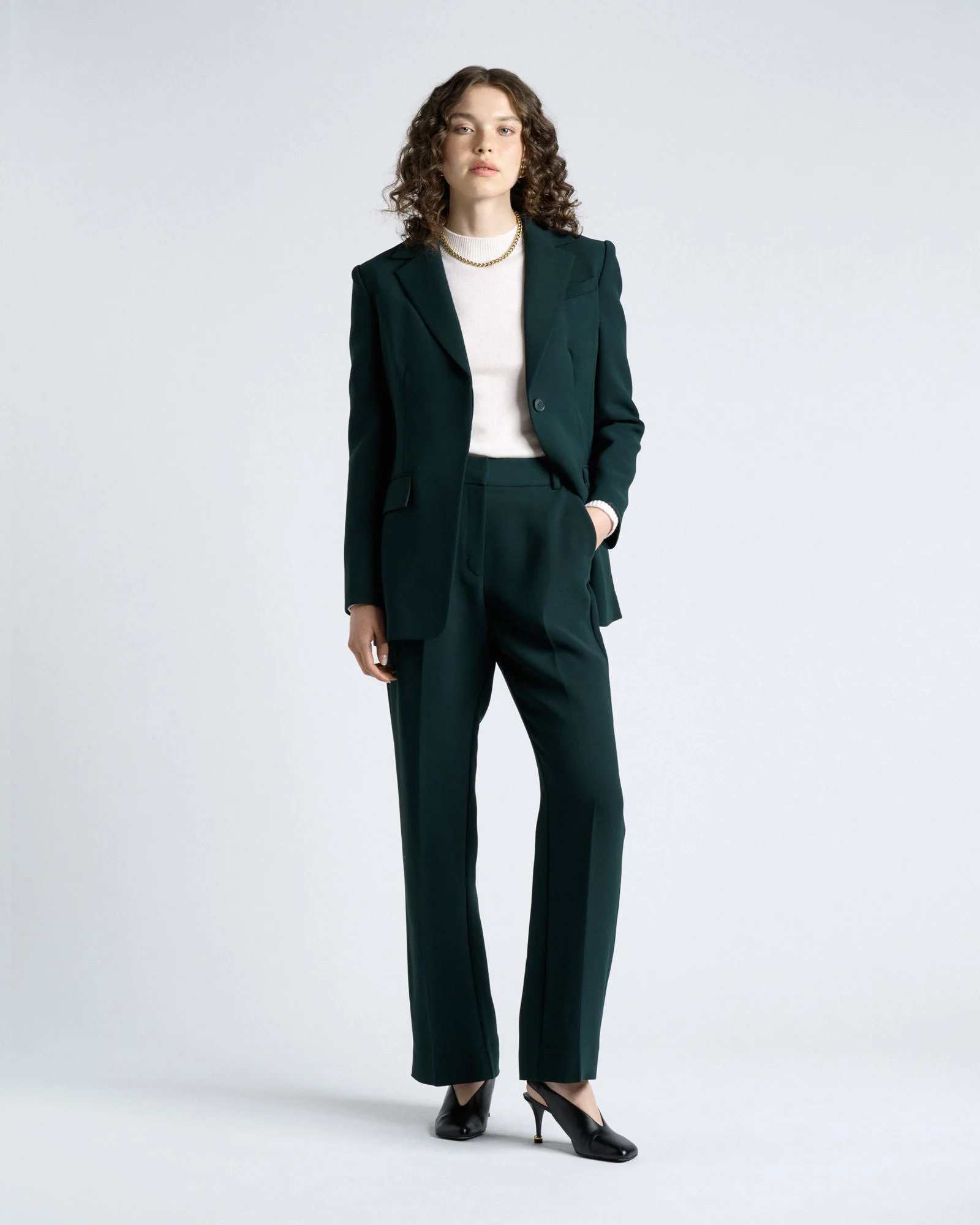Jade Double Weave Boot Leg Pant