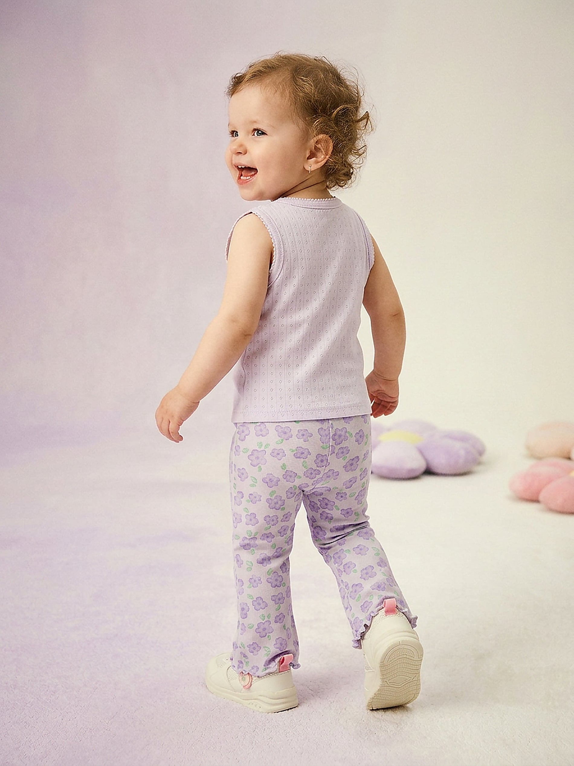 Legginsy flare z motywem kwiatowym
