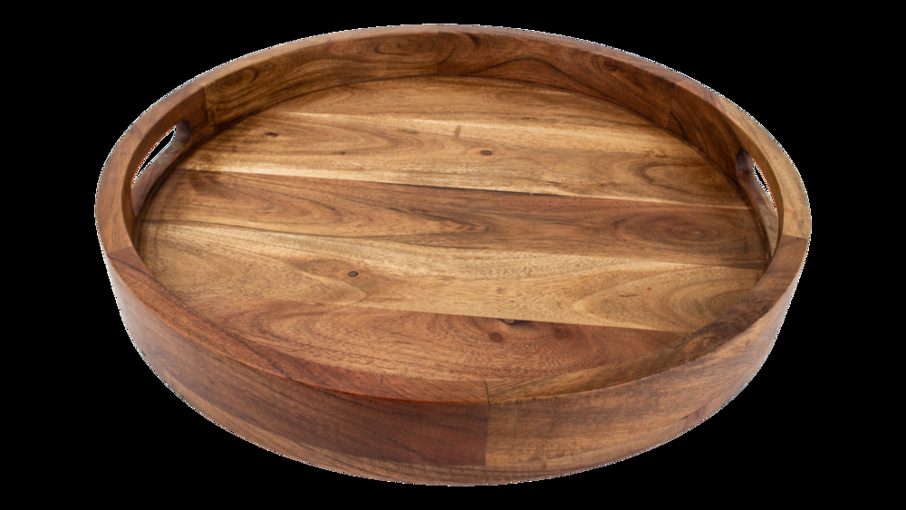 CANVAS Round Wood Serving Tray with Cut-Out Handles, 16-in