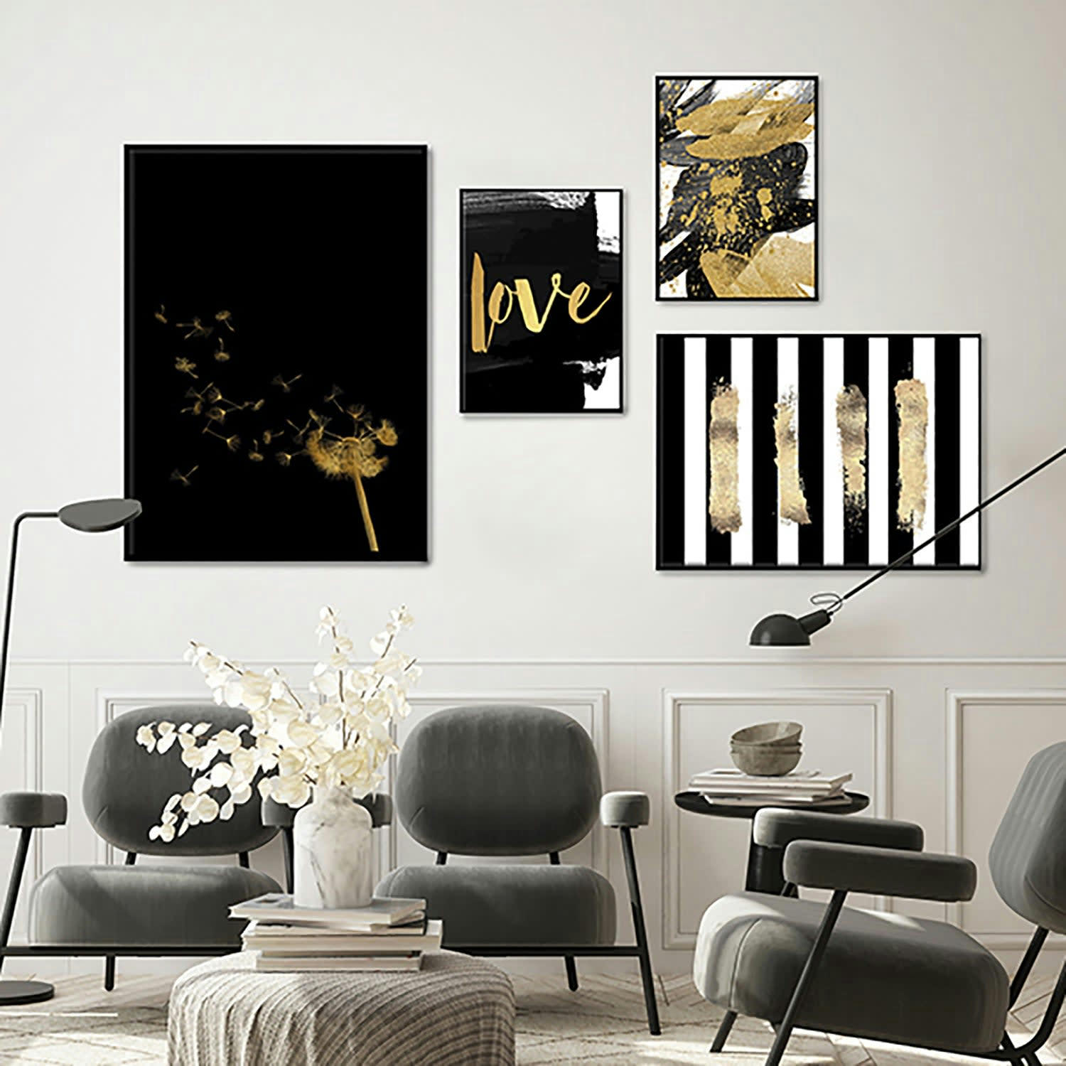 DÉCORATION MURALE - Décoration murale avec cadre en noir - L'or