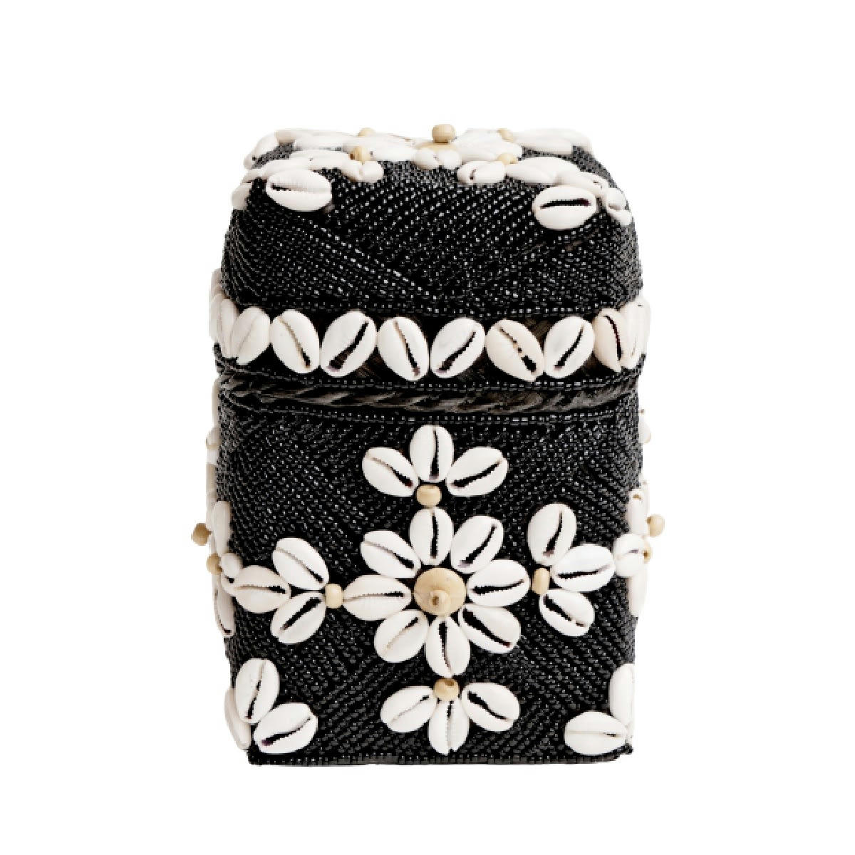 TUTTY - Boite décorative en bambou et coquillages, noir H17 x L10 cm