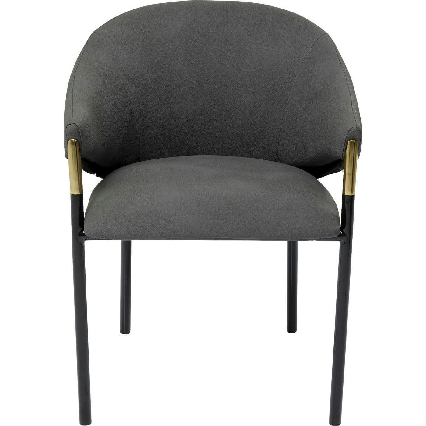 BOULEVARD - Chaise avec accoudoirs grise et acier noir