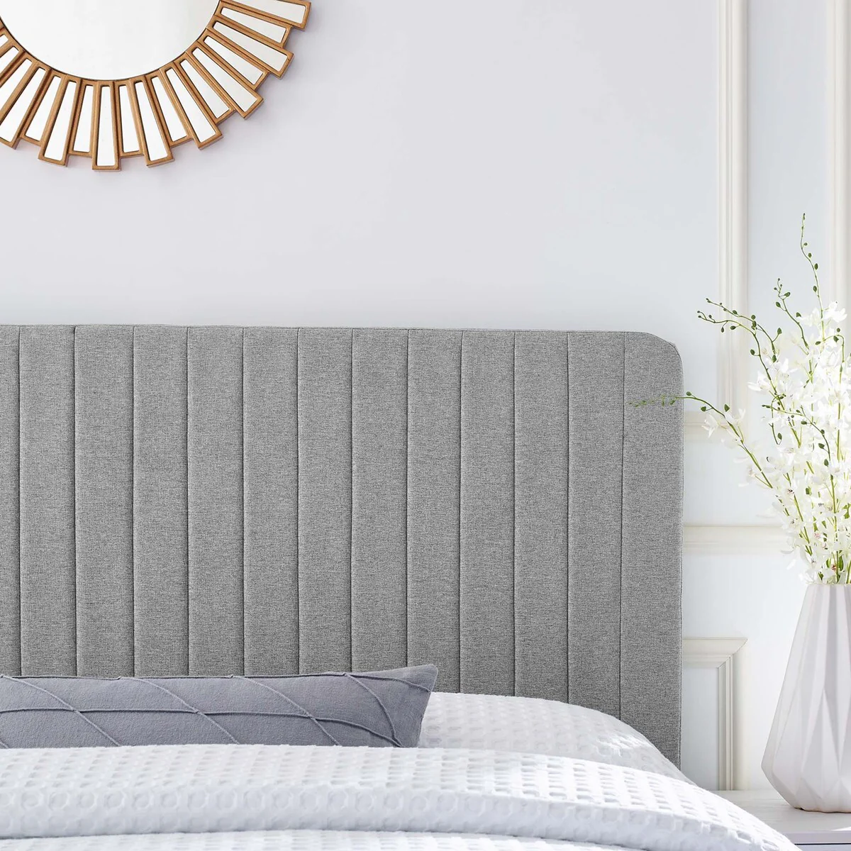 Milenna Channel Tufted Upholstered Fabric Full/Queen Headboard