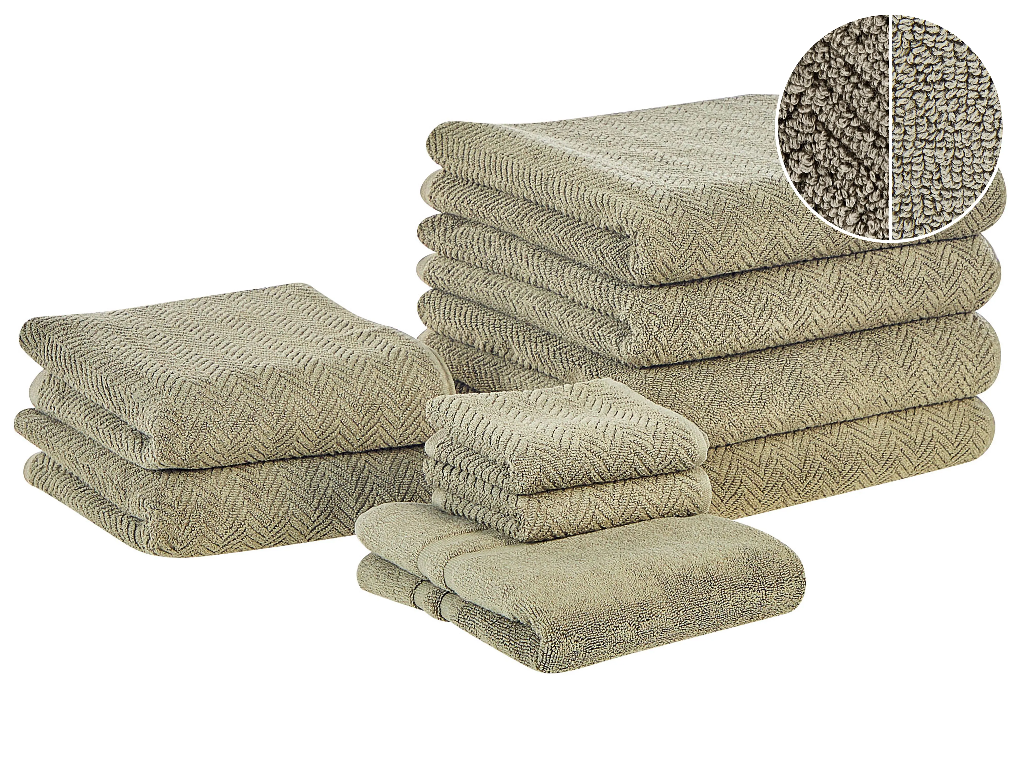 Set of 2 Towels MITIARO Terry Cotton Olive Green