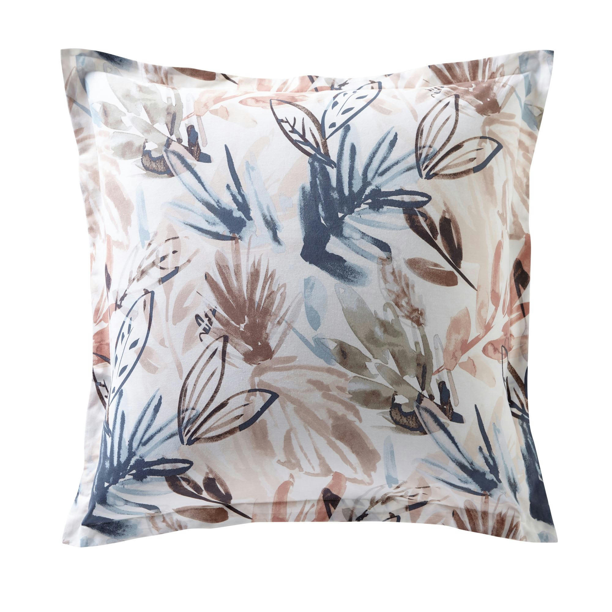 AQUARELLE - Taie volant 63x63 beige rosé en coton