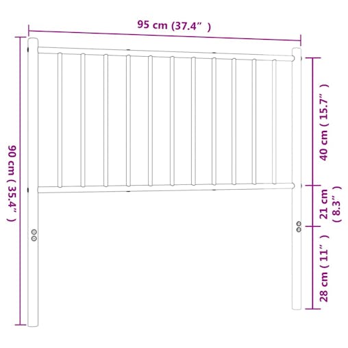 NNEVL Metal Headboard Black 90 cm