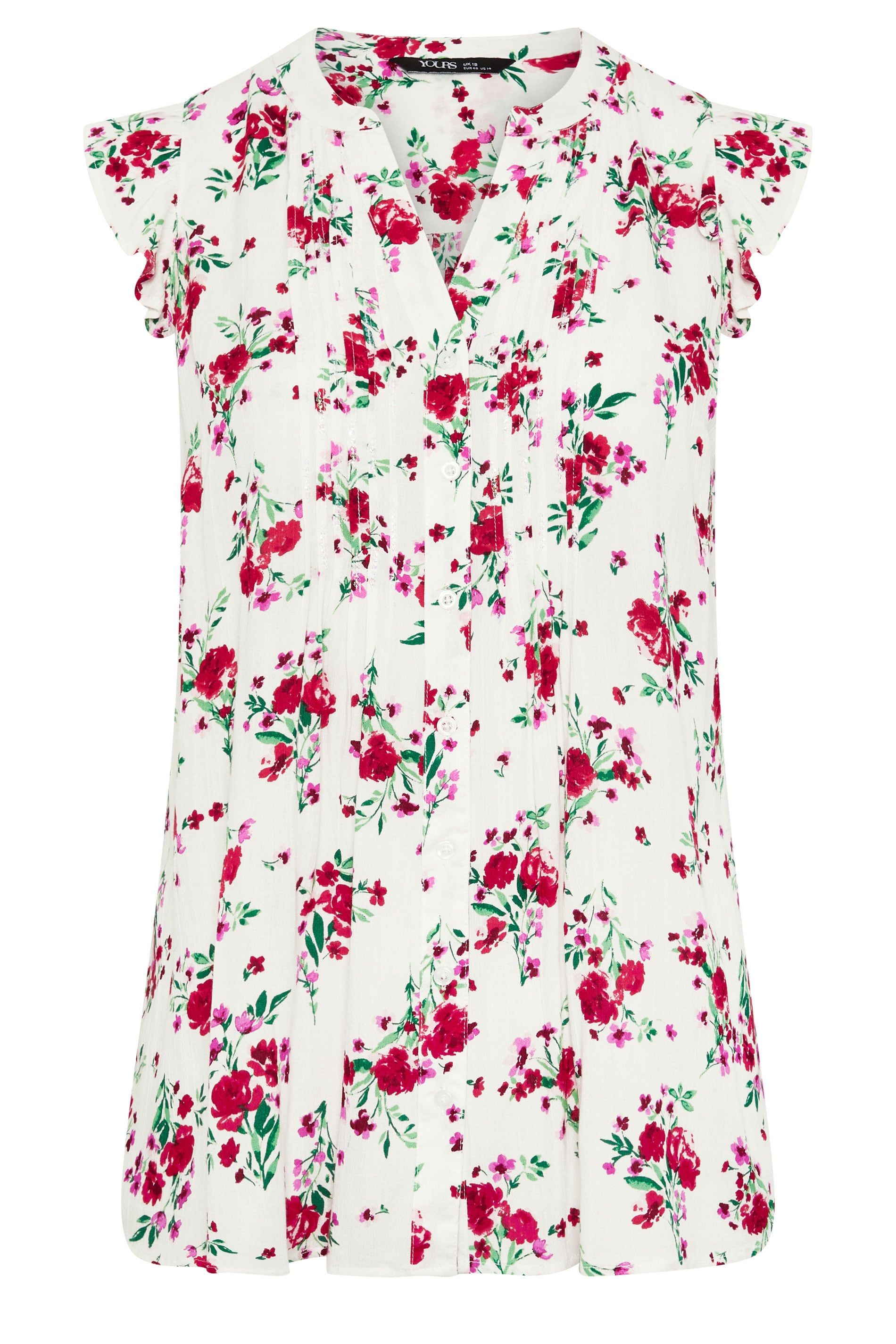 Yours Floral Sleeveless Pintuck Top