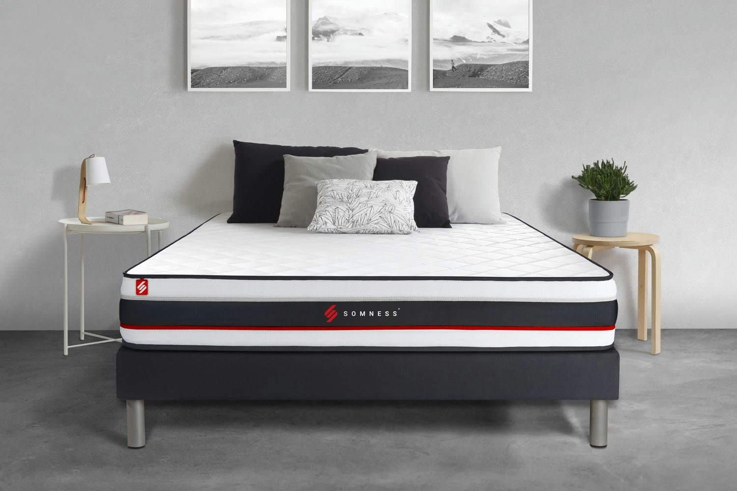 FORM - Ensemble 160x200 Mousse sommier Noir