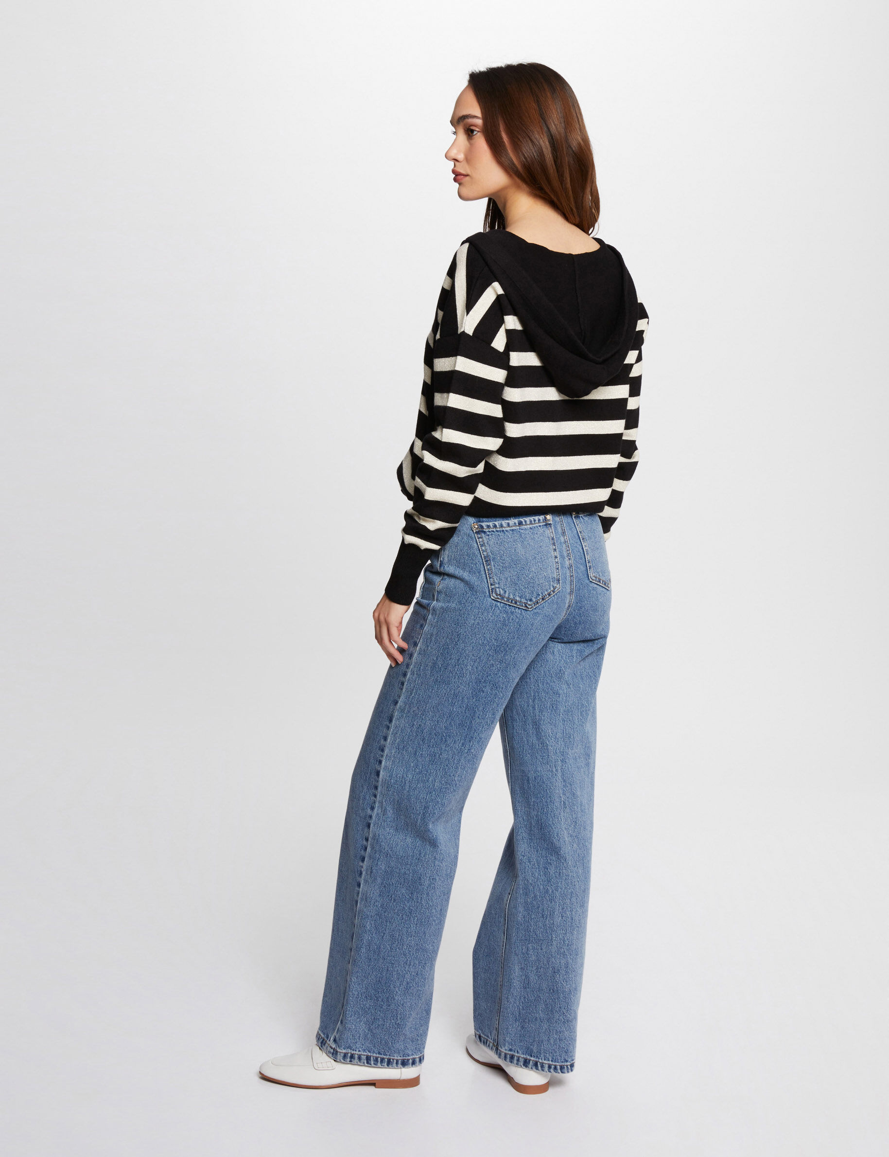 Jumper V-Neck And Hood Black Women