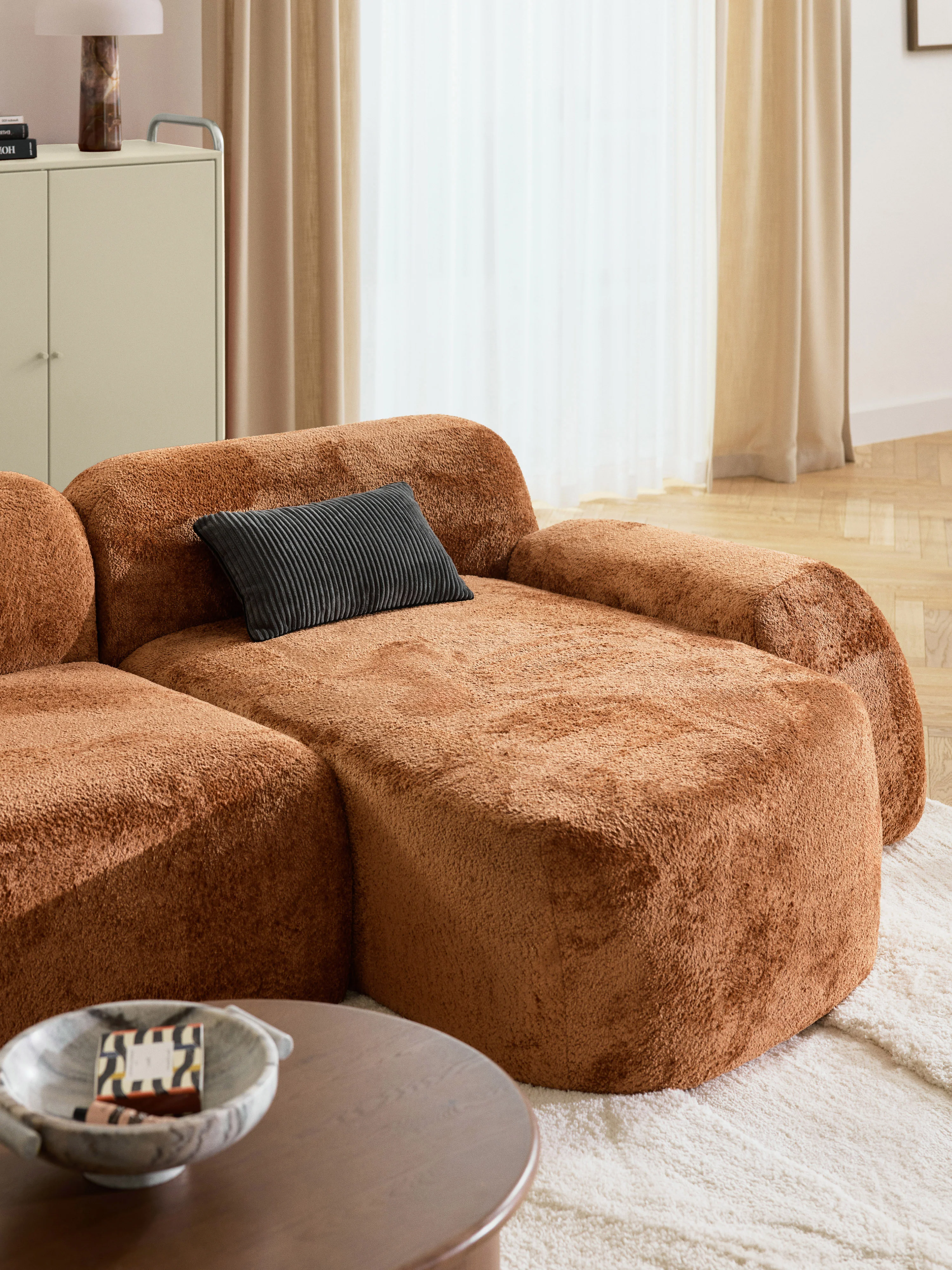 Chaise Corner Module Wolke aus Teddy-Bouclé