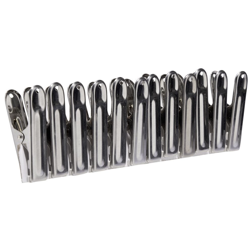 Pince à linge inox gris x12