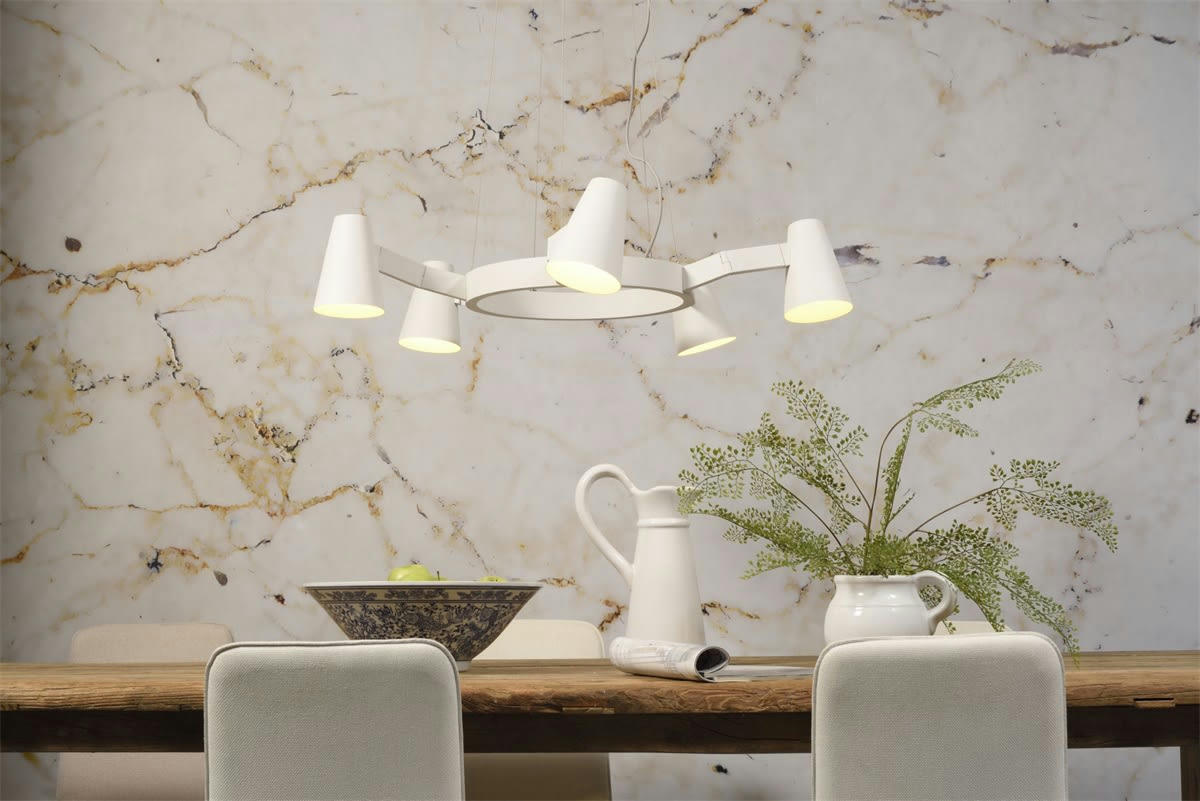 BIARRITZ - Suspension blanche 5 lampes