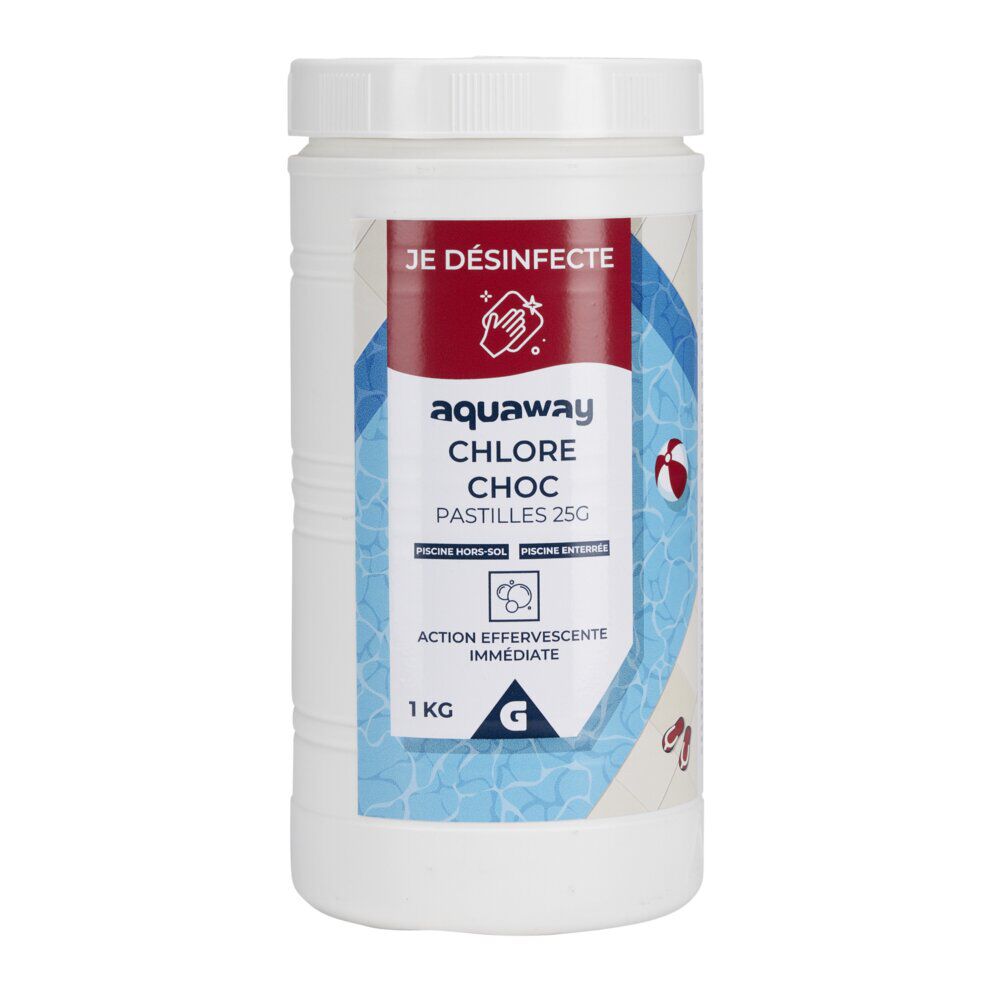 Chlore choc piscine pastilles 20g Aquaway 1kg