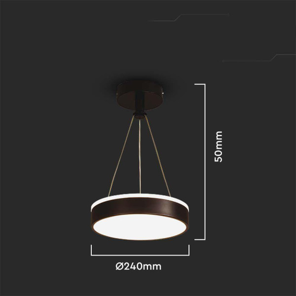 Lampa wisząca VT-7765 czarna LED 1x12W Neutralna biel 1280lm V-TAC