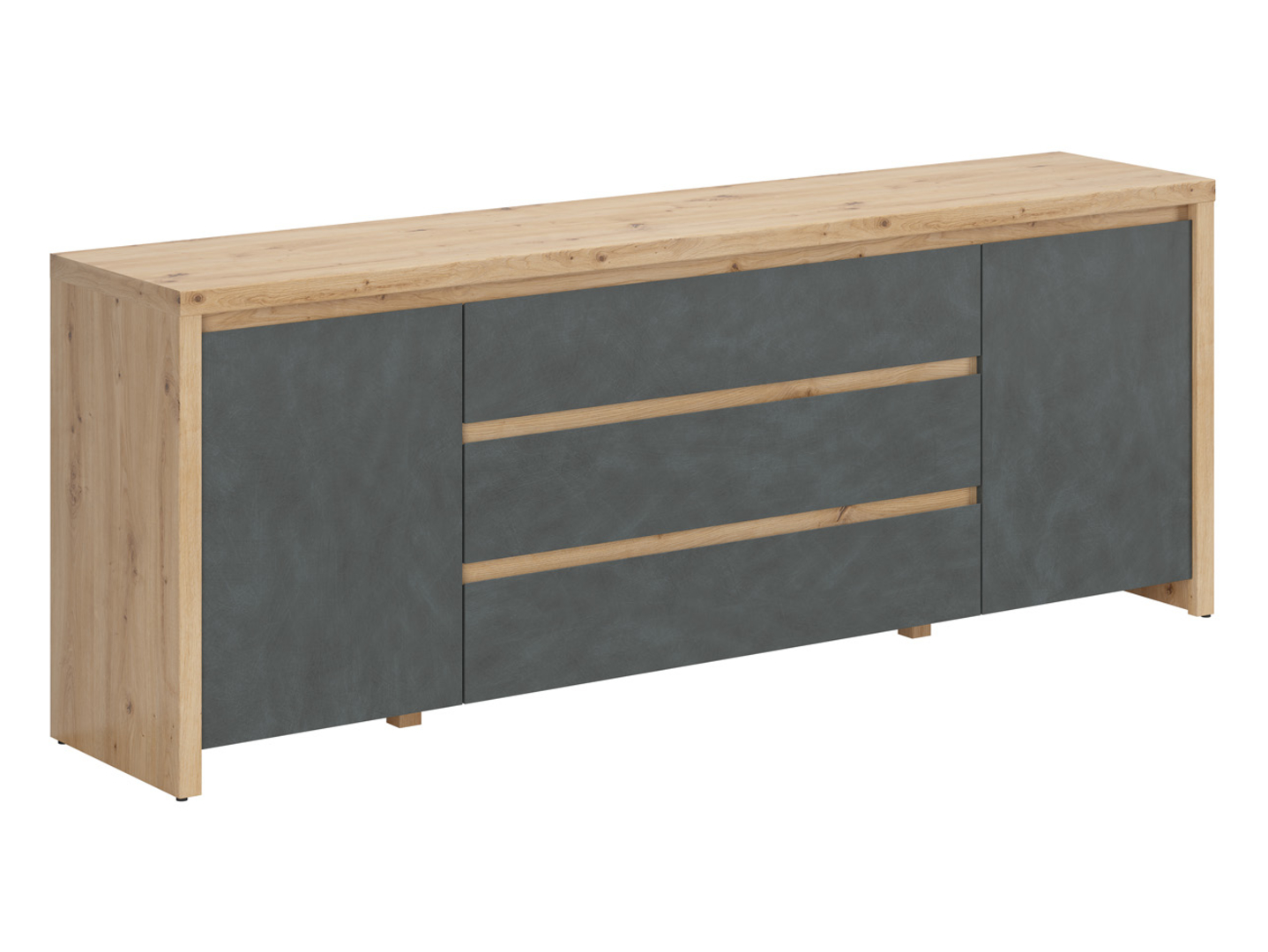 Szafka RTV Larios 190 cm z 2 drzwiami i 3 szufladami dąb artisan/matera