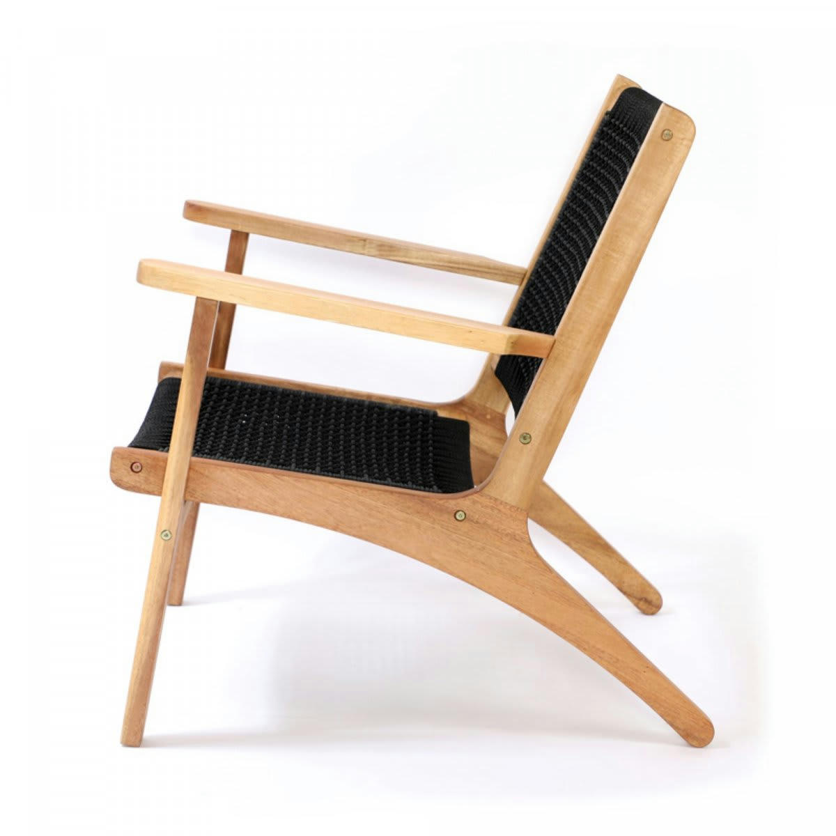 ANACO - Fauteuil extérieur en bois naturel et corde noire