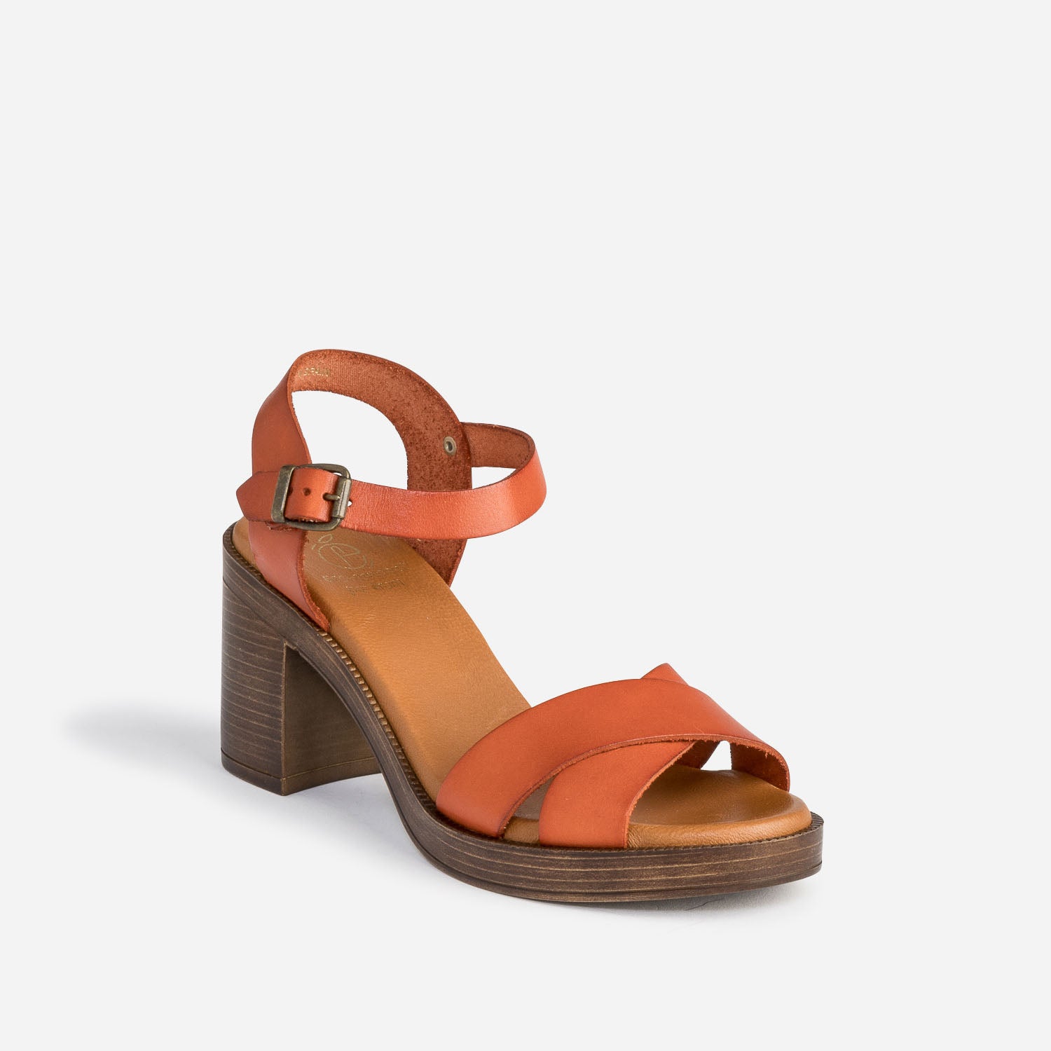 Sandale orange foncé éco-conçue en cuir