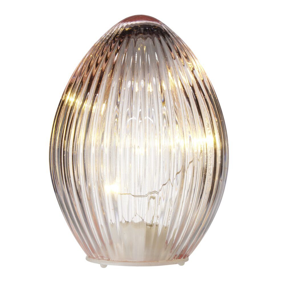 oeuf décoratif lumineux à LED en verre Ø7,5xH10cm (4 modèles)