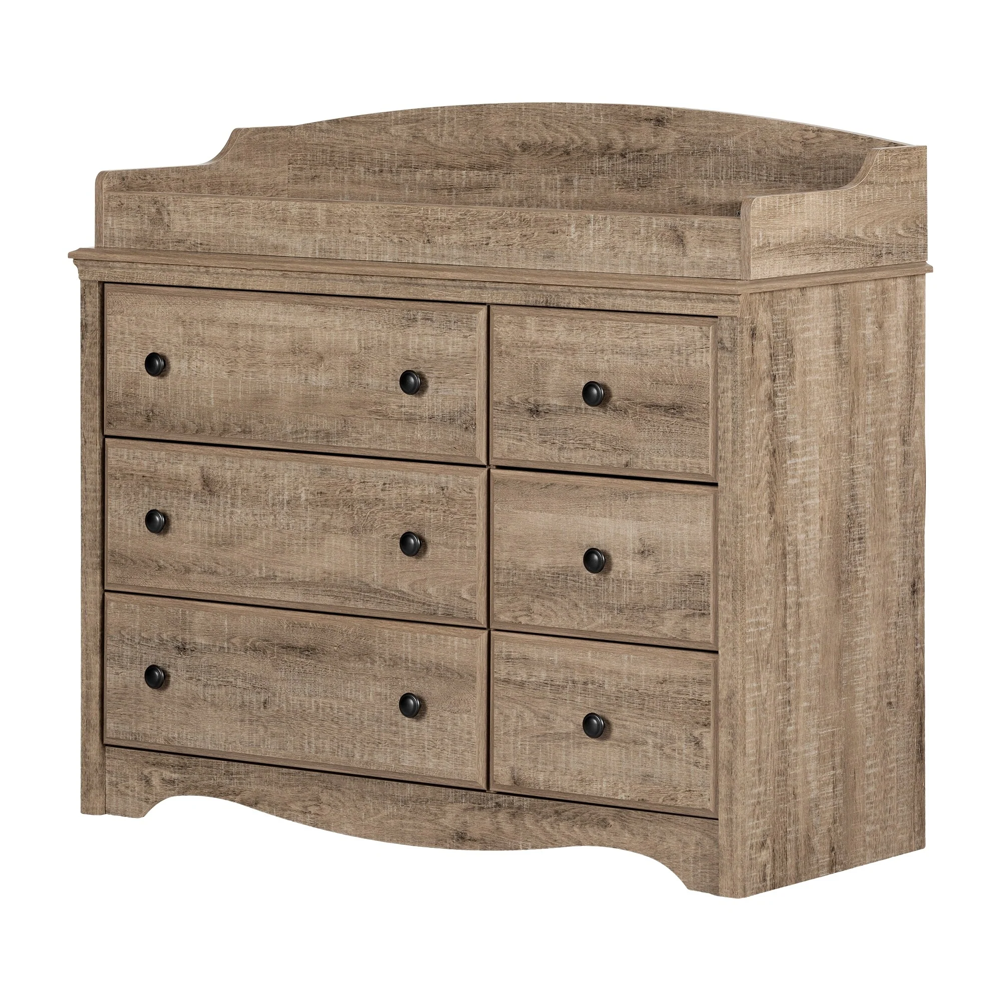 South Shore Angel Changing Table 6-drawers, Weathered Oak - N/A
