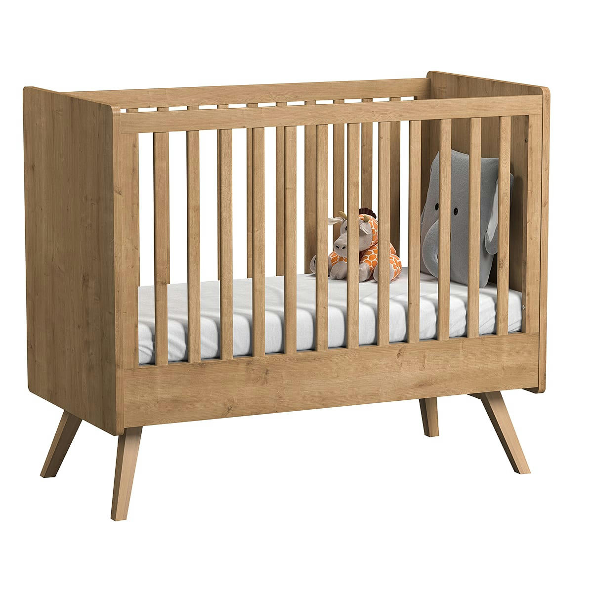 DUO - VINTAGE - Lit bébé 60x120 commode à langer naturel blanc