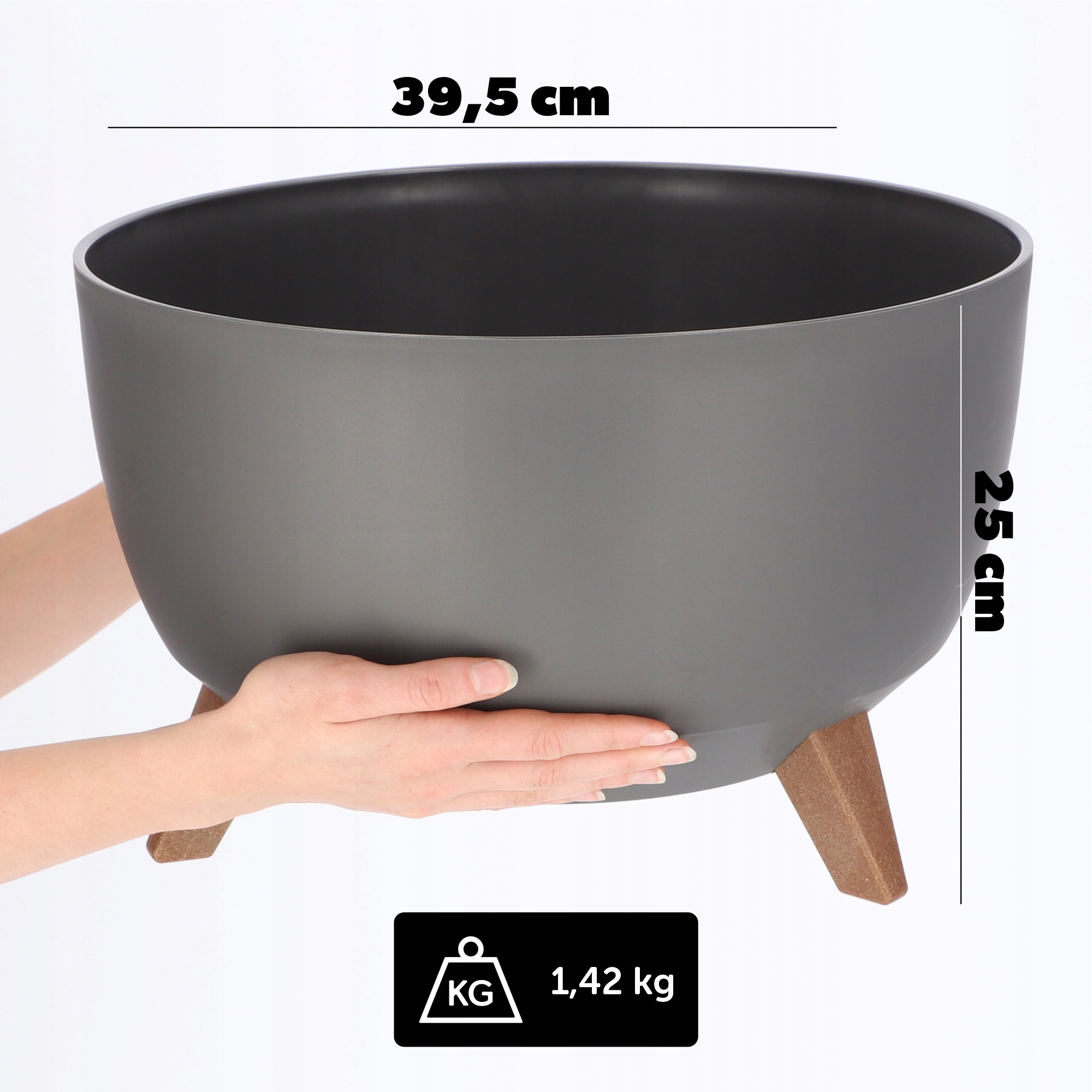 Doniczka Osłonka Na Kwiaty z Wkładką Nóżki 40cm